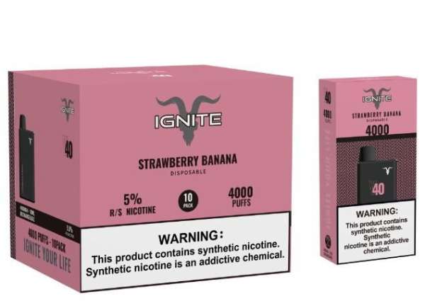 Strawberry Banana – V40 – 4000 Puffs – Ignite – Pod Descartável - Imagem 3